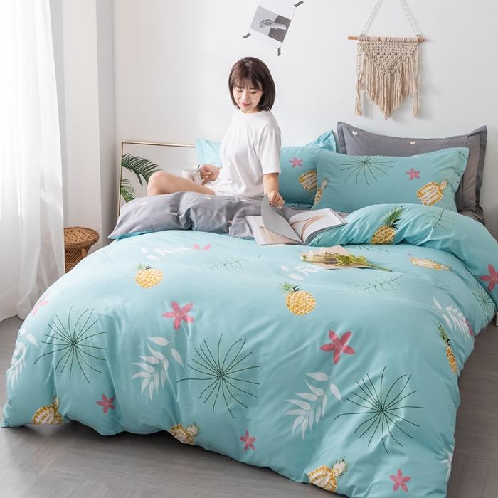 91家纺网 家纺一手货源 找家纺 芃成 2020新款12868全棉四件套 金菠萝