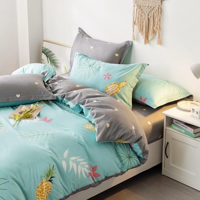 91家纺网 家纺一手货源 找家纺 芃成 2020新款12868全棉四件套 金菠萝