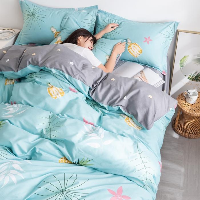 91家纺网 家纺一手货源 找家纺 芃成 2020新款12868全棉四件套 金菠萝