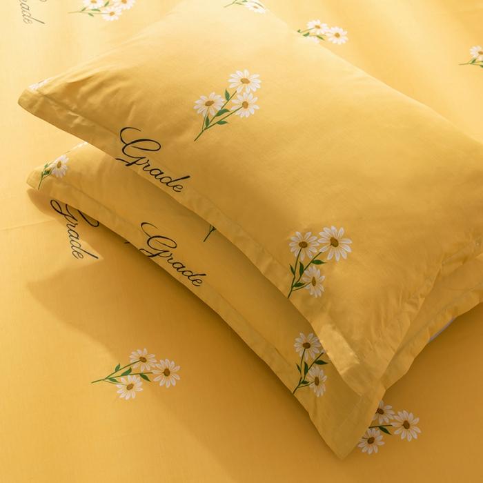 91家纺网 家纺一手货源 找家纺 芃成 2020新款12868全棉单枕套一只 花香清新-黄