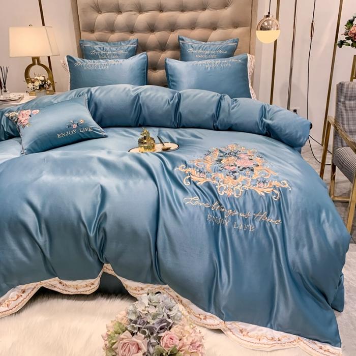 91家纺网 家纺一手货源 找家纺 （总）安妮 2020新款AB版水洗真丝贡缎全棉四件套