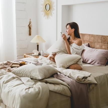 91家纺网 家纺一手货源 找家纺 2020春夏纯色天丝四件套 夜幕卡其