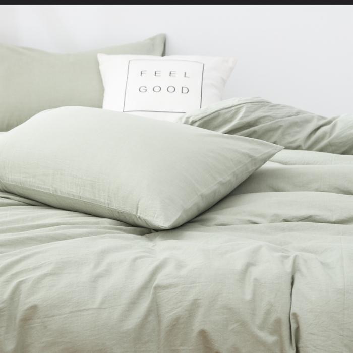 91家纺网 家纺一手货源 找家纺 久典家纺 2019色织水洗棉基础款系列汇总四件套床单款草绿