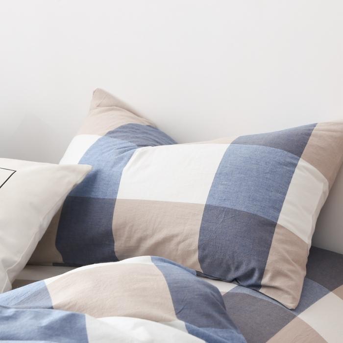 91家纺网 家纺一手货源 找家纺 久典家纺2019色织水洗棉基础款系列汇总四件套床单款蓝白大格