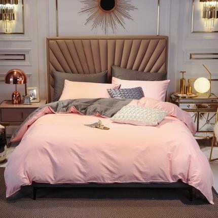 91家纺网 家纺一手货源 找家纺 （总）恩和 2020新款60支长绒棉纯色双拼轻奢款四件套