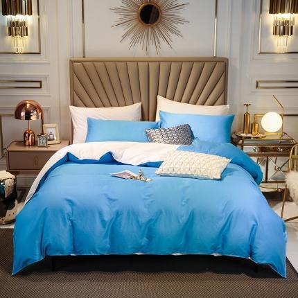 91家纺网 家纺一手货源 找家纺 （总）恩和 2020新款60支长绒棉纯色双拼轻奢款四件套