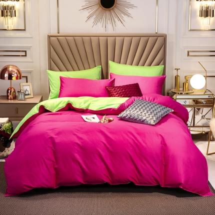 91家纺网 家纺一手货源 找家纺 （总）恩和 2020新款60支长绒棉纯色双拼轻奢款四件套