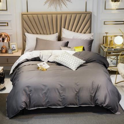 91家纺网 家纺一手货源 找家纺 （总）恩和 2020新款60支长绒棉纯色双拼轻奢款四件套