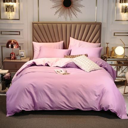 91家纺网 家纺一手货源 找家纺 （总）恩和 2020新款60支长绒棉纯色双拼轻奢款四件套