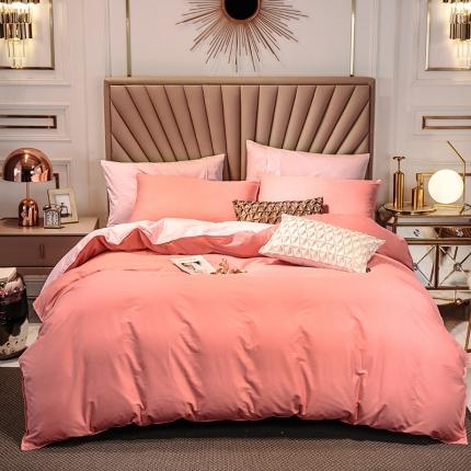 91家纺网 家纺一手货源 找家纺 （总）恩和 2020新款60支长绒棉纯色双拼轻奢款四件套