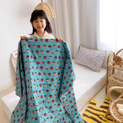 91家纺网 家纺一手货源 找家纺 40支全棉夏被儿童卡通纯棉空调被 可机洗水洗夏凉被 红色草莓