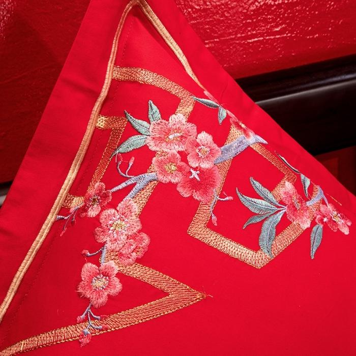 91家纺网 家纺一手货源 找家纺 绣女坊 2023新款婚庆四件套多件套 花落谁家