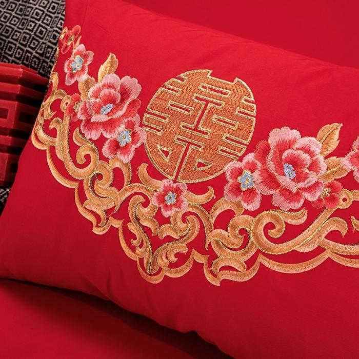 91家纺网 家纺一手货源 找家纺 绣女坊 2023新款婚庆四件套多件套 花落谁家