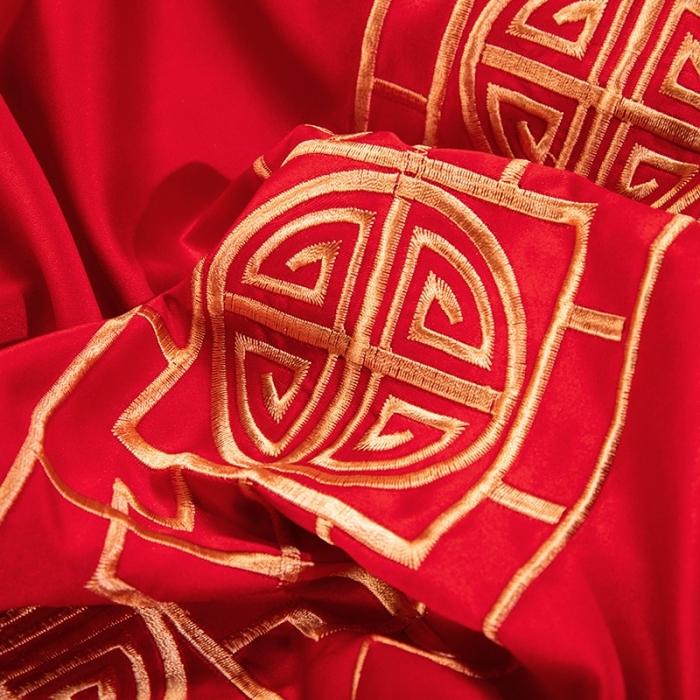 91家纺网 家纺一手货源 找家纺 绣女坊 2023新款婚庆四件套多件套 一心一意