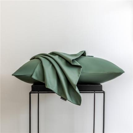 微廉 2020新款60s纯色单品枕套一只 纯色-灰草绿