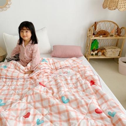 91家纺网 家纺一手货源 找家纺 川悦生活 2020新款亲肤棉夏被 格子爱心
