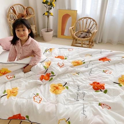 91家纺网 家纺一手货源 找家纺 川悦生活 2020新款亲肤棉夏被 橘子花