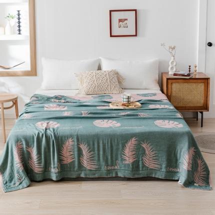 91家纺网 家纺一手货源 找家纺 朴尔 2020年新款冰感竹纤维毛巾被 相思芭蕉-墨绿粉