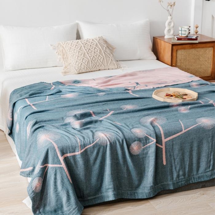 91家纺网 家纺一手货源 找家纺 朴尔 2020年新款冰感竹纤维毛巾被 漫舞-粉绿色