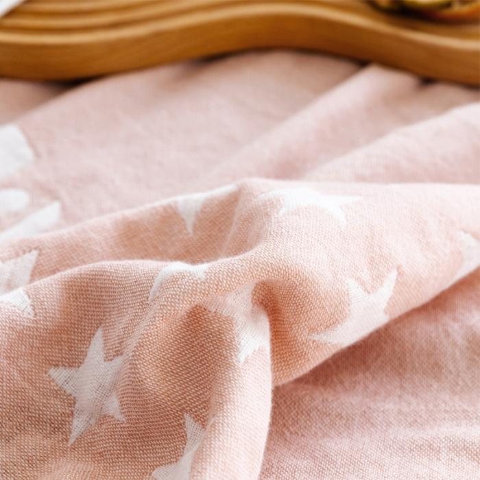 91家纺网 家纺一手货源 找家纺 朴尔 2020年新款加厚三层水洗棉全棉纱布毛巾被 星星点点-粉