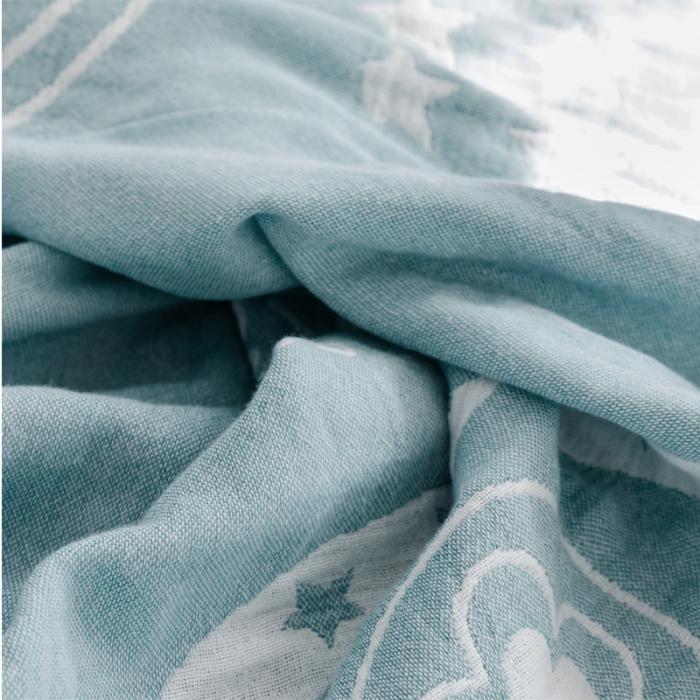 91家纺网 家纺一手货源 找家纺 朴尔 2020年新款加厚三层水洗棉全棉纱布毛巾被 星星点点-兰