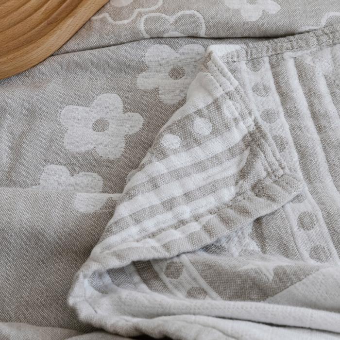 91家纺网 家纺一手货源 找家纺 朴尔 2020年新款加厚三层水洗棉全棉纱布毛巾被 星星点点-浅灰