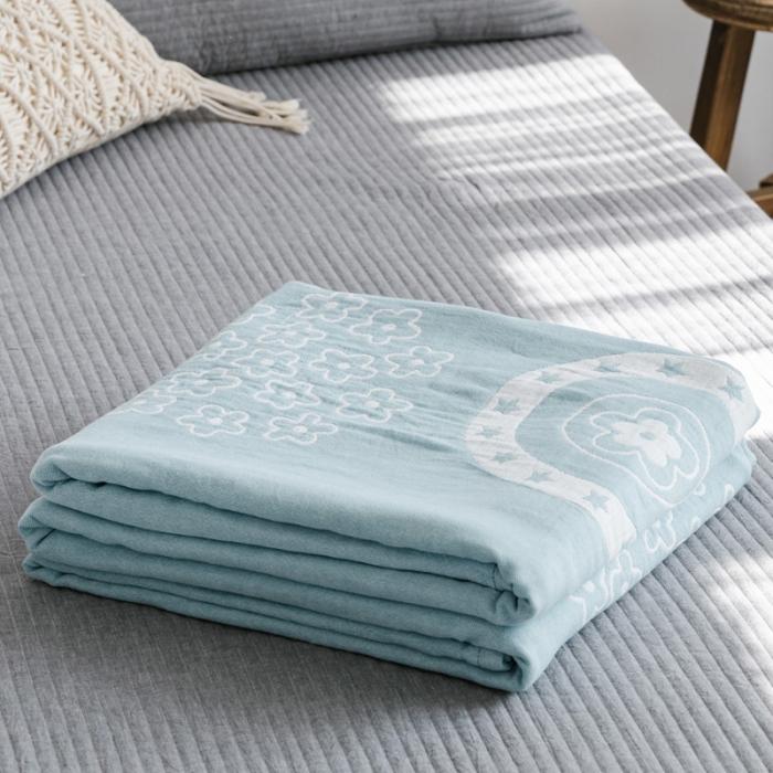 91家纺网 家纺一手货源 找家纺 朴尔 2020年新款加厚三层水洗棉全棉纱布毛巾被 星星点点-兰