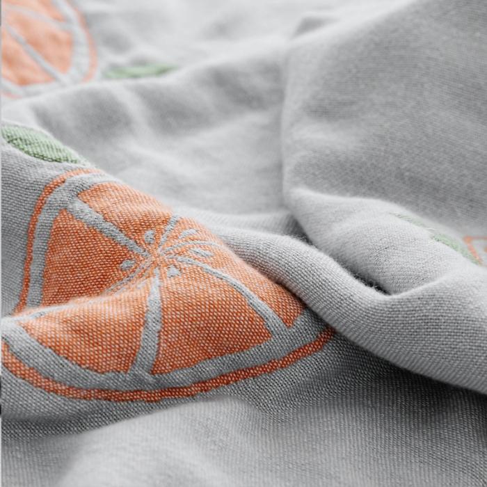 91家纺网 家纺一手货源 找家纺 朴尔 2020年新款水果系列四层纱布毛巾被 半颗柠檬-灰