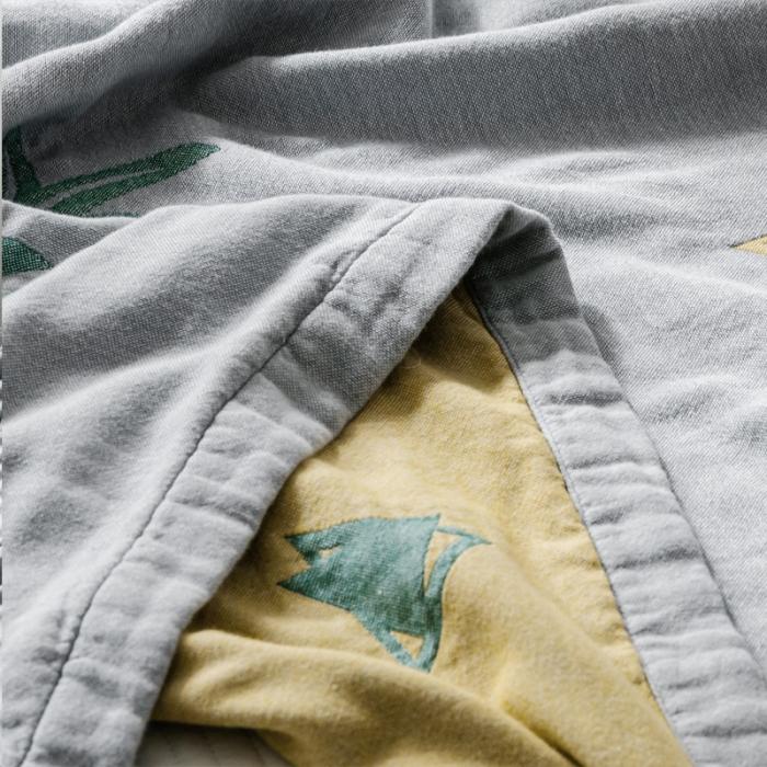 91家纺网 家纺一手货源 找家纺 朴尔 2020年新款水果系列四层纱布毛巾被 菠萝与三角-灰黄