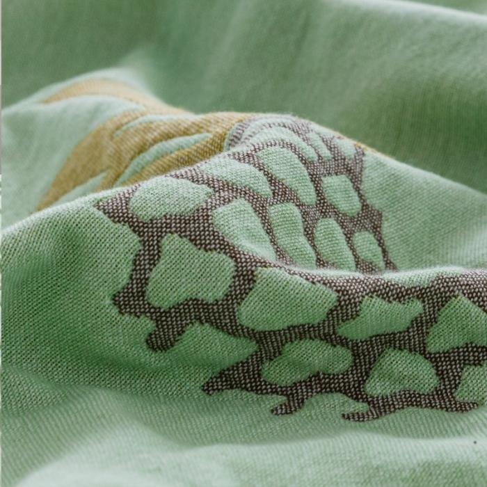 91家纺网 家纺一手货源 找家纺 朴尔 2020年新款水果系列四层纱布毛巾被 菠萝与三角-绿咖