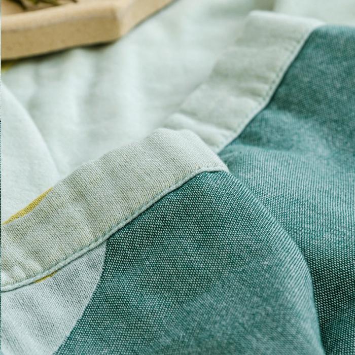 91家纺网 家纺一手货源 找家纺 朴尔 2020年新款水果系列四层纱布毛巾被 牛油果女孩-墨绿米