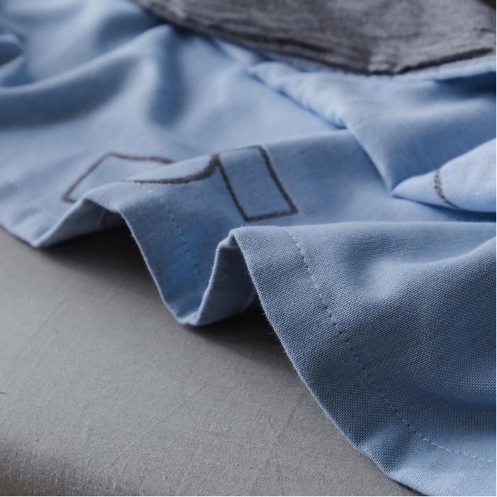 91家纺网 家纺一手货源 找家纺 朴尔 2020年新款主推特惠三层全棉纱布毛巾被 方与圆-蓝