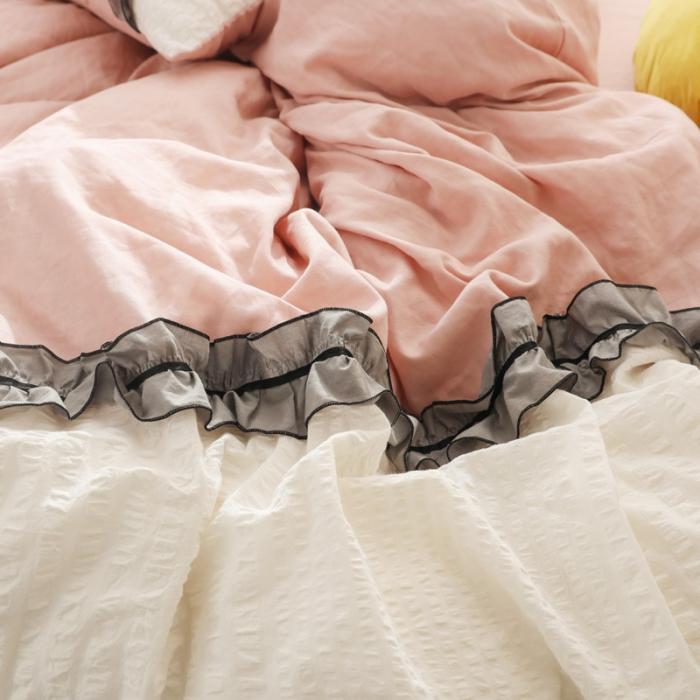 91家纺网 家纺一手货源 找家纺 星野家居 2020新款小公主爱莎床裙款四件套 粉