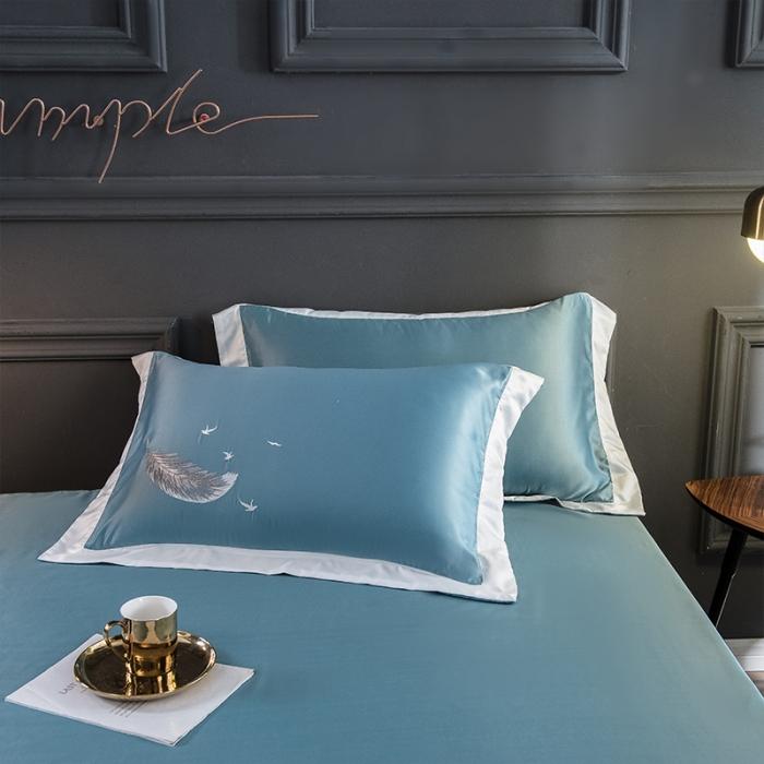 91家纺网 家纺一手货源 找家纺 （总）骏腾 2022新款纯色水洗真丝刺绣四件套