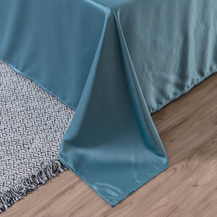 91家纺网 家纺一手货源 找家纺 骏腾 2022新款纯色水洗真丝刺绣四件套 羽毛-湖蓝