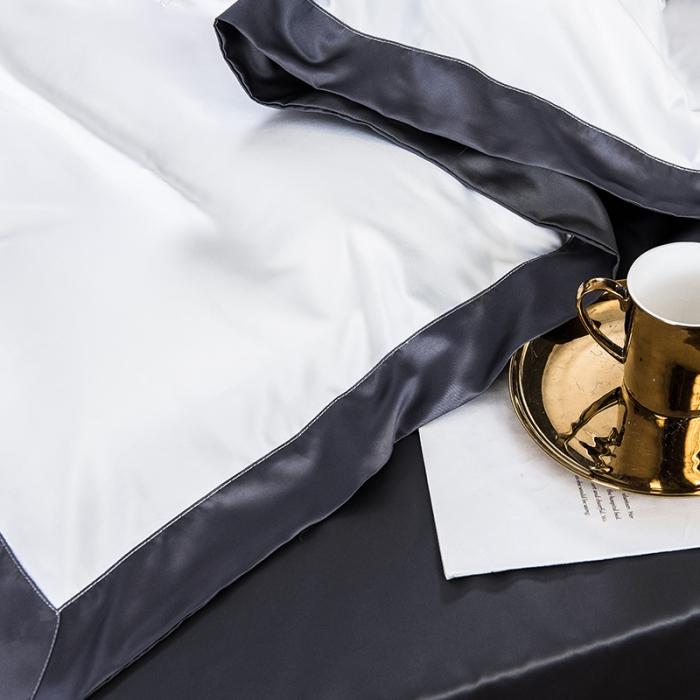 91家纺网 家纺一手货源 找家纺 骏腾 2022新款纯色水洗真丝刺绣四件套 羽毛-米白