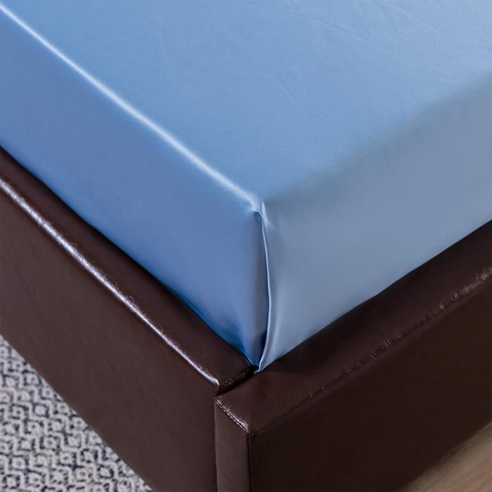 91家纺网 家纺一手货源 找家纺 骏腾 2022新款纯色水洗真丝刺绣四件套 羽毛-天蓝