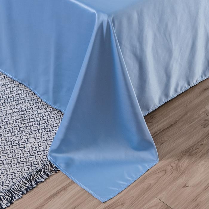 91家纺网 家纺一手货源 找家纺 骏腾 2022新款纯色水洗真丝刺绣四件套 羽毛-天蓝