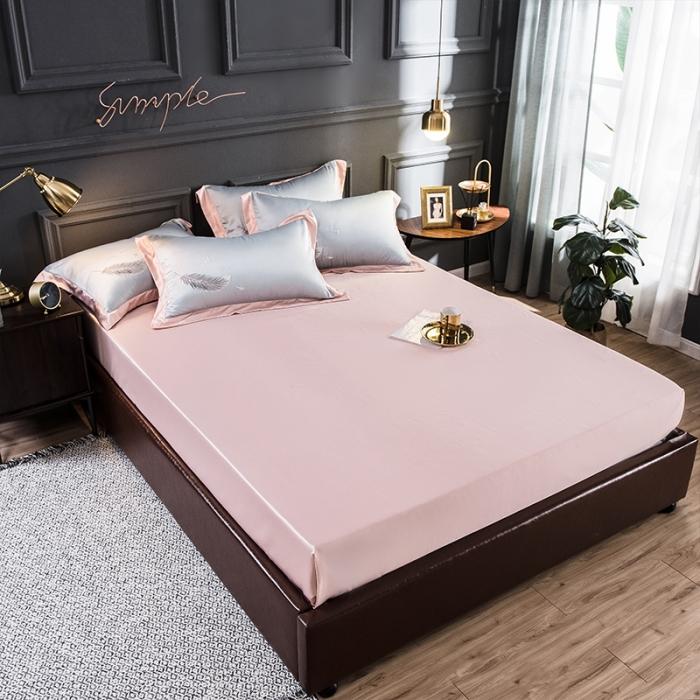 91家纺网 家纺一手货源 找家纺 骏腾 2022新款纯色水洗真丝刺绣四件套 羽毛-银灰