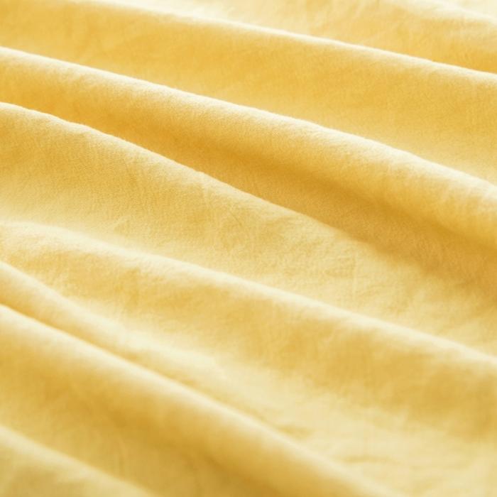 91家纺网 家纺一手货源 找家纺 轻奢坊 2020新款水洗棉日系褶皱短花边单品床单 象牙黄