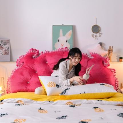 91家纺网 家纺一手货源 找家纺 一兰家纺2020新款纯色水晶绒靠垫大靠背 17绒颜玫红