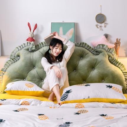 91家纺网 家纺一手货源 找家纺 一兰家纺2020新款纯色水晶绒靠垫大靠背 28绒颜绿