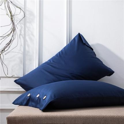 202160S支长绒棉单枕套纯色一对全棉酒店风 藏青