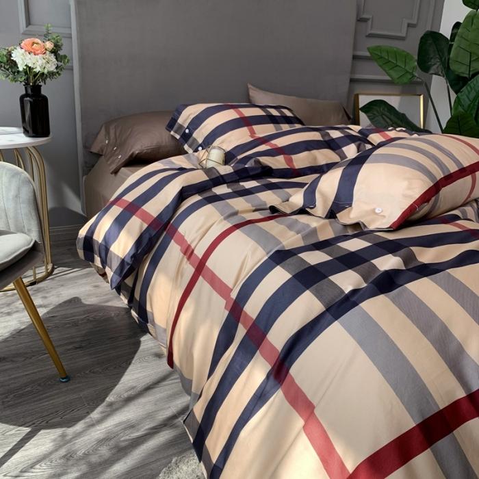 91家纺网 家纺一手货源 找家纺 优然居 2020年活性印花四件套 巴宝莉黄格