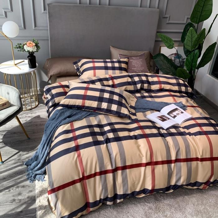 91家纺网 家纺一手货源 找家纺 优然居 2020年活性印花四件套 巴宝莉黄格