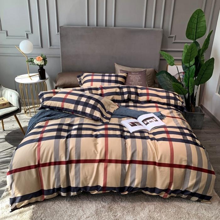 91家纺网 家纺一手货源 找家纺 优然居 2020年活性印花四件套 巴宝莉黄格