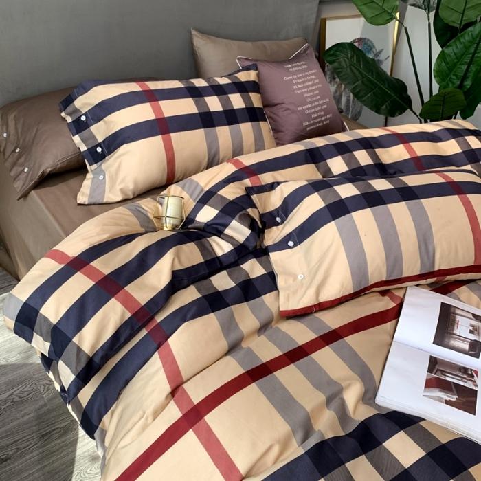 91家纺网 家纺一手货源 找家纺 优然居 2020年活性印花四件套 巴宝莉黄格