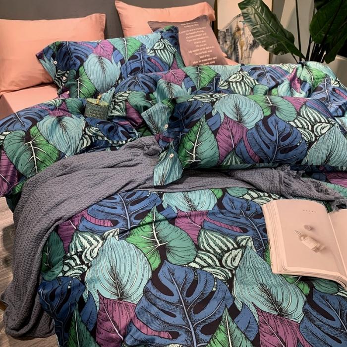 91家纺网 家纺一手货源 找家纺 优然居 2020年活性印花四件套 绿萝