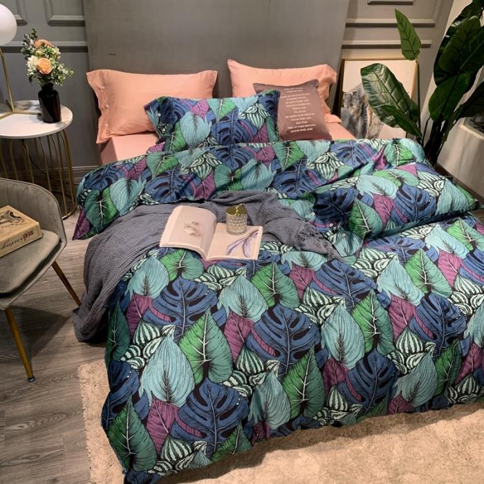 91家纺网 家纺一手货源 找家纺 优然居 2020年活性印花四件套 绿萝