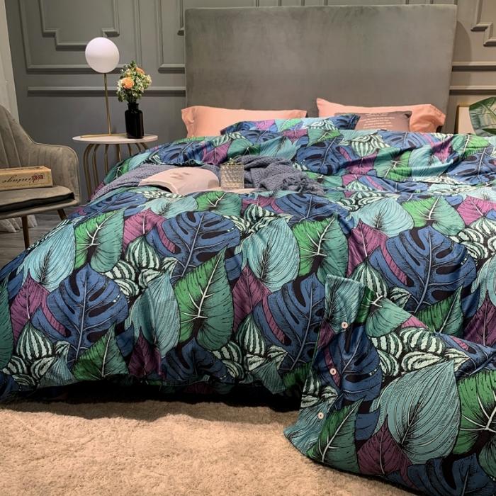 91家纺网 家纺一手货源 找家纺 优然居 2020年活性印花四件套 绿萝